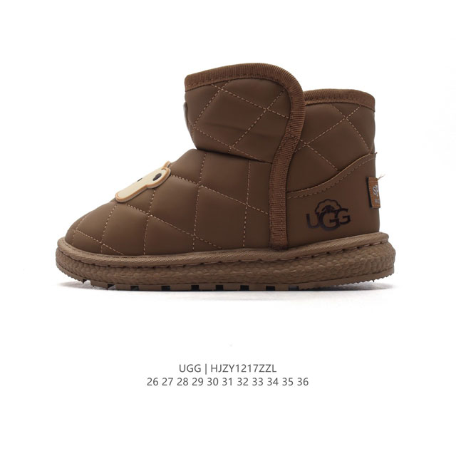 童鞋 Ugg 中帮靴子 儿童雪地靴 俏皮可爱的百变造型， 美国轻奢品牌ugg 平底系列冬季羊毛一体雪地休闲保暖毛毛家居包头棉鞋。官方同步包装 检验标 材料采用原