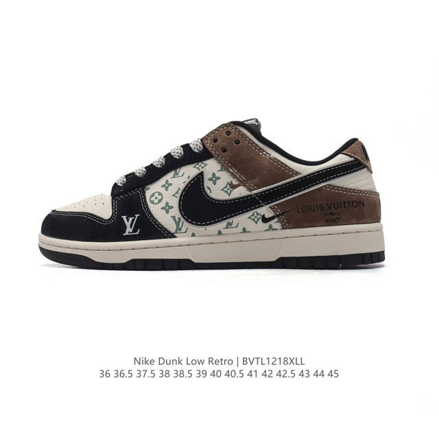 公司级 耐克 Nike Dunk Low Retro 运动鞋复古板鞋 路易威登联名。作为 80 年代经典篮球鞋款，起初专为硬木球场打造，后来成为席卷街头的时尚标