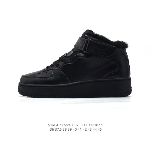 新款 加绒加厚 Nike Air Force 7 Mid Af1耐克 空军一号 Af1 中帮 魔术贴 厚底增高运动板鞋 原楦头原纸板 打造纯正空军版型。专注外贸