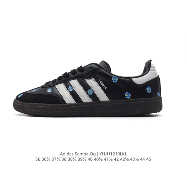 公司级 阿迪达斯 德训鞋 Adidas Originals Samba Og Shoes 经典运动鞋小白鞋 T头鞋 男女板鞋 鞋面刺绣花朵 彰显休闲摩登风情的时