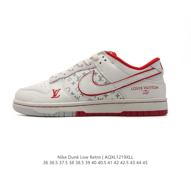 公司级 耐克 Nike Dunk Low Retro 运动鞋复古板鞋 路易威登联名。作为 80 年代经典篮球鞋款，起初专为硬木球场打造，后来成为席卷街头的时尚标