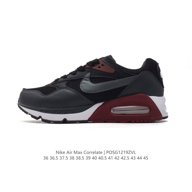 公司级 耐克 Nike Air Max Correlate 气垫缓震耐磨运动鞋时尚潮流休闲透气跑步鞋，选用网眼鞋面，脚感舒适透气。鞋舌、鞋侧及后跟处饰有品牌标识