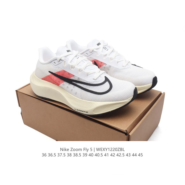 公司级 耐克 Nike Zoom Fly 5 运动鞋公路跑鞋竞速跑步鞋厚底增高老爹鞋。采用耐用的设计，不仅可以部署在您最喜欢的比赛的起跑线上，还可以部署在征服后