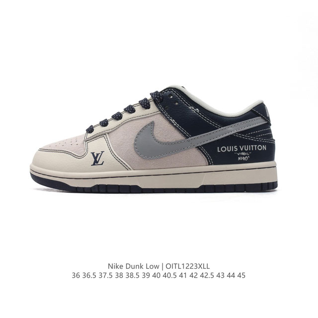 公司级 耐克 Nike Dunk Low Retro 运动鞋复古板鞋 路易威登联名。作为 80 年代经典篮球鞋款，起初专为硬木球场打造，后来成为席卷街头的时尚标