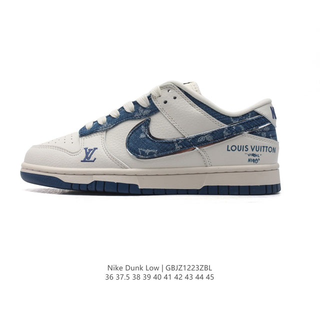 公司级 耐克 Nike Dunk Low Retro 运动鞋复古板鞋 路易威登联名。作为 80 年代经典篮球鞋款，起初专为硬木球场打造，后来成为席卷街头的时尚标