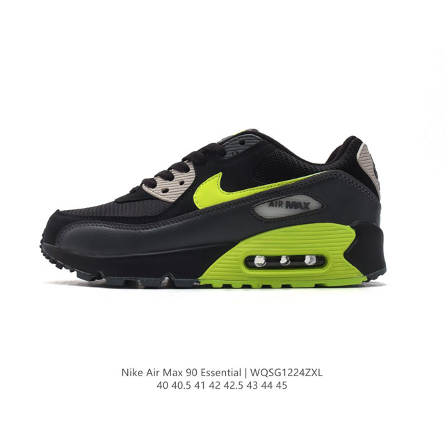 公司级 耐克 Nike Air Max 90 Essential 运动鞋气垫缓震跑步鞋，秉承该系列非凡缓震性能，缔造出众舒适穿着感与高级牛剖层革、人造革与织物组