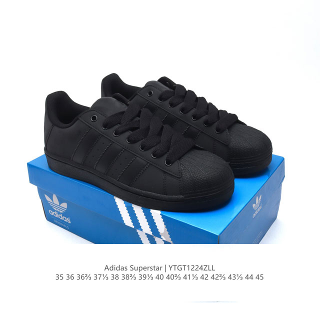 阿迪达斯 新款 Adidas Superstar 三叶草 经典贝壳头系列 新款休闲板鞋潮流男女士运动鞋 。鞋面柔软皮革材质 标志性的贝壳鞋头，锯齿三条纹，简约的