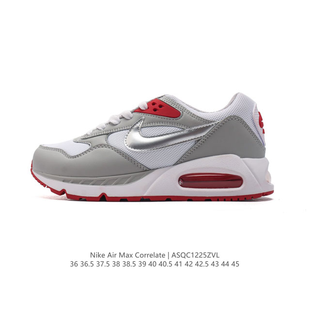 公司级 耐克 Nike Air Max Correlate 气垫缓震耐磨运动鞋时尚潮流休闲透气跑步鞋，选用网眼鞋面，脚感舒适透气。鞋舌、鞋侧及后跟处饰有品牌标识