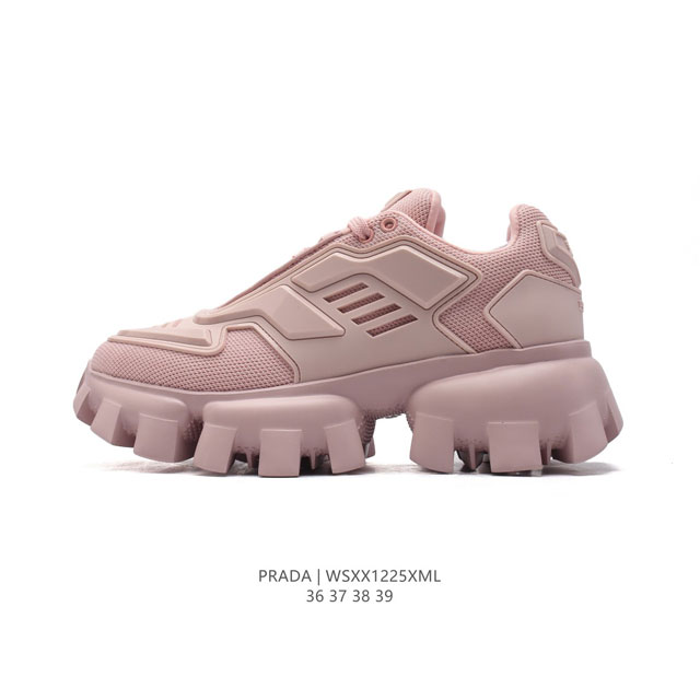 公司级 Prada系列／Prada 普拉达女士厚底增高运动跑步鞋 时尚老爹鞋 Prada.普拉达高端品牌休闲慢跑鞋 完美做工.演绎完美选择的你。 码数: 36-