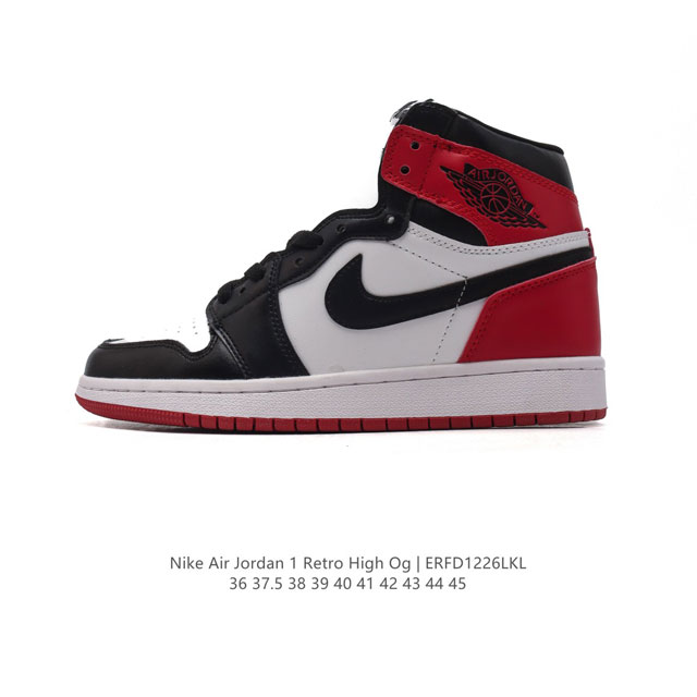 耐克 男女同款运动板鞋 Nike Air Jordan 1 Retro High Og 乔丹一代aj1 乔1 Aj1 篮球鞋复刻运动鞋。皮面高帮板鞋的设计灵感源