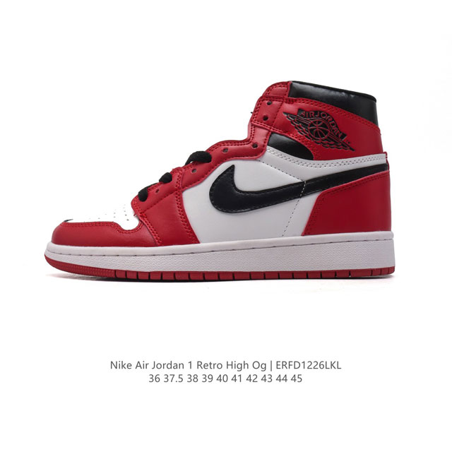 耐克 男女同款运动板鞋 Nike Air Jordan 1 Retro High Og 乔丹一代aj1 乔1 Aj1 篮球鞋复刻运动鞋。皮面高帮板鞋的设计灵感源