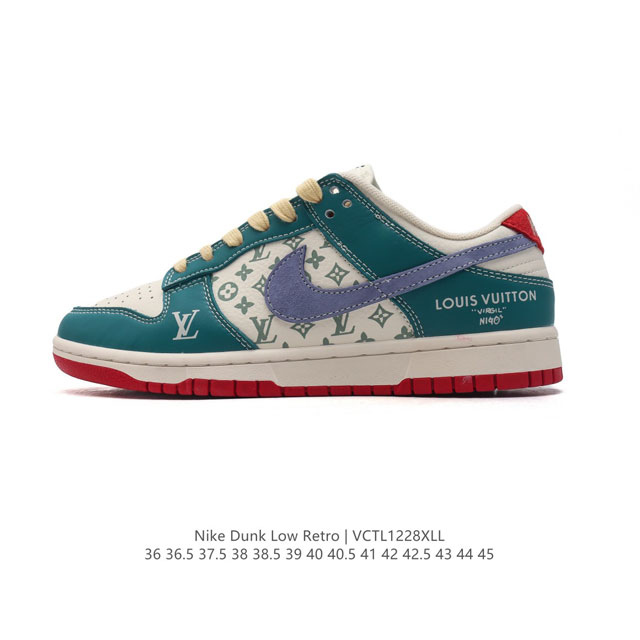 公司级 耐克 Nike Dunk Low Retro 运动鞋复古板鞋 路易威登联名。作为 80 年代经典篮球鞋款，起初专为硬木球场打造，后来成为席卷街头的时尚标