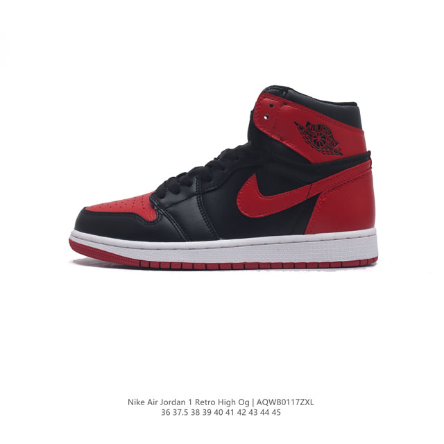 耐克 男女鞋 Nike Air Jordan 1 Retro High Og 乔丹一代aj1 乔1 Aj1 篮球鞋复刻运动鞋。皮面高帮板鞋的设计灵感源自运动夹克