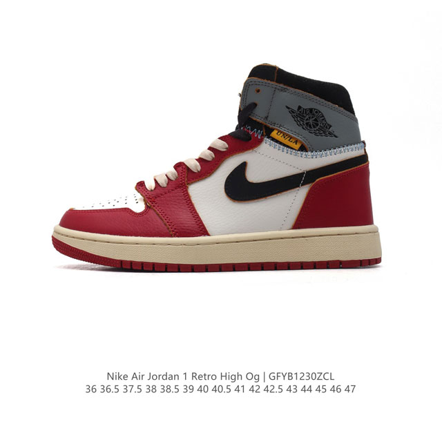 耐克 男女鞋 Nike Air Jordan 1 Retro High Og 乔丹一代aj1 乔1 Aj1 篮球鞋复刻运动鞋。皮面高帮板鞋的设计灵感源自运动夹克