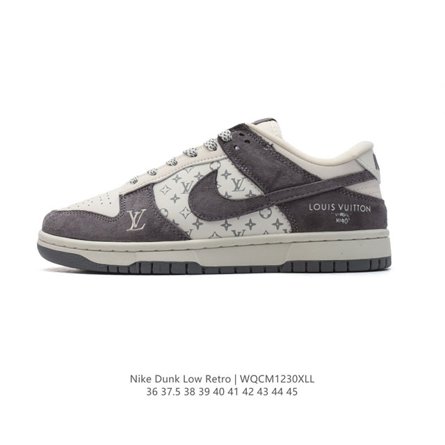 公司级 耐克 Nike Dunk Low Retro 运动鞋复古板鞋 路易威登联名。作为 80 年代经典篮球鞋款，起初专为硬木球场打造，后来成为席卷街头的时尚标