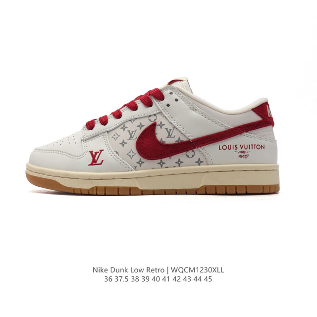 公司级 耐克 Nike Dunk Low Retro 运动鞋复古板鞋 路易威登联名。作为 80 年代经典篮球鞋款，起初专为硬木球场打造，后来成为席卷街头的时尚标