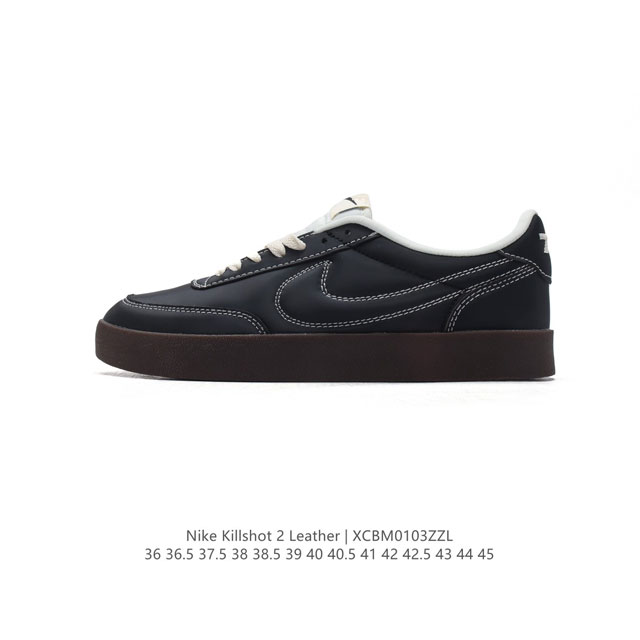 耐克板鞋 生胶米白 复古板鞋j.Crew X Nike 联名 Killshot Ii Leather 男女休闲复古运动鞋。采用米白色皮革制作鞋身，大号swoos