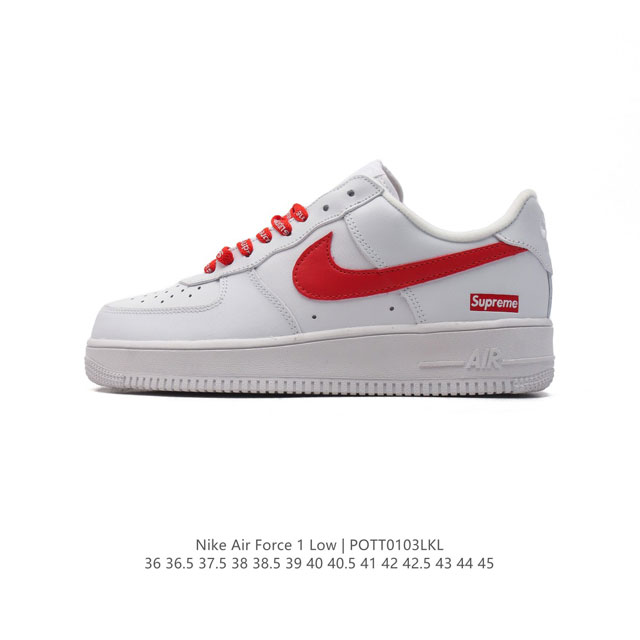 耐克supreme X Nike Air Force 1 Low 空军一号低帮af1联名supreme标板鞋，原楦头原纸板，打造纯正空军版型。专注外贸渠道，全掌