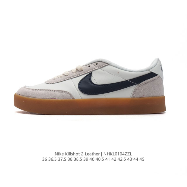 耐克板鞋 生胶米白 复古板鞋j.Crew X Nike 联名 Killshot Ii Leather 男女休闲复古运动鞋。采用米白色皮革制作鞋身，大号swoos