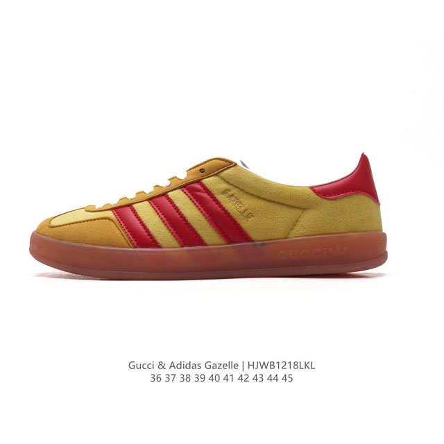 阿迪达斯 Adidas Originals X Gucci Gazelle 阿迪古驰联名经典休闲板鞋 复古男女运动鞋，融汇两个品牌丰富且历史悠久的典藏元素, A