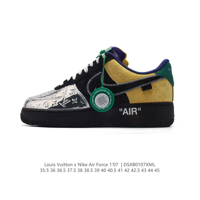 公司级 Hy版本 Af1耐克 Nike Air Force 1 ‘07 Low 空军一号 路易威登联名 厚底增高百搭休闲运动板鞋 原楦头原纸板 打造纯正空军版型