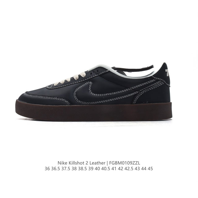 耐克板鞋 生胶米白 复古板鞋j.Crew X Nike 联名 Killshot Ii Leather 男女休闲复古运动鞋。采用米白色皮革制作鞋身，大号swoos