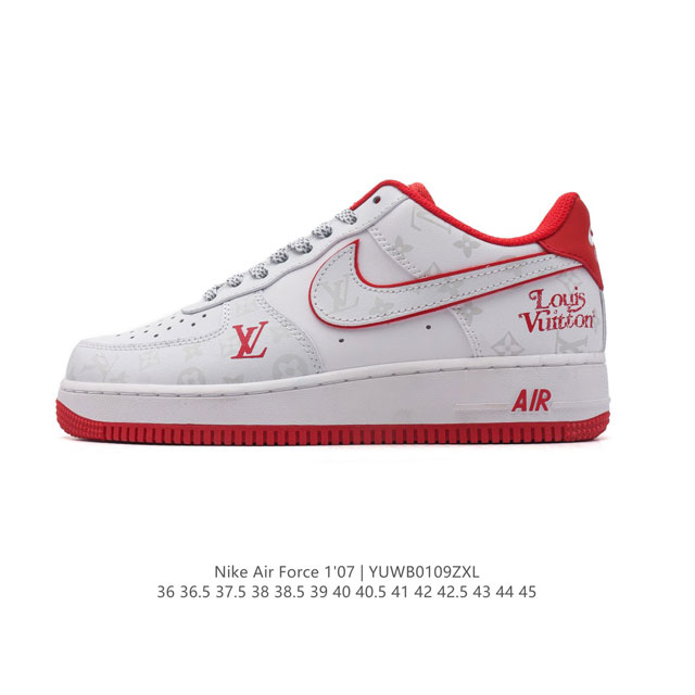 特价 耐克 Nike Air Force 1 '07 Low 空军一号含气垫 路易威登联名 小白鞋 低帮百搭厚底增高休闲运动板鞋。柔软、弹性十足的缓震性能和出色