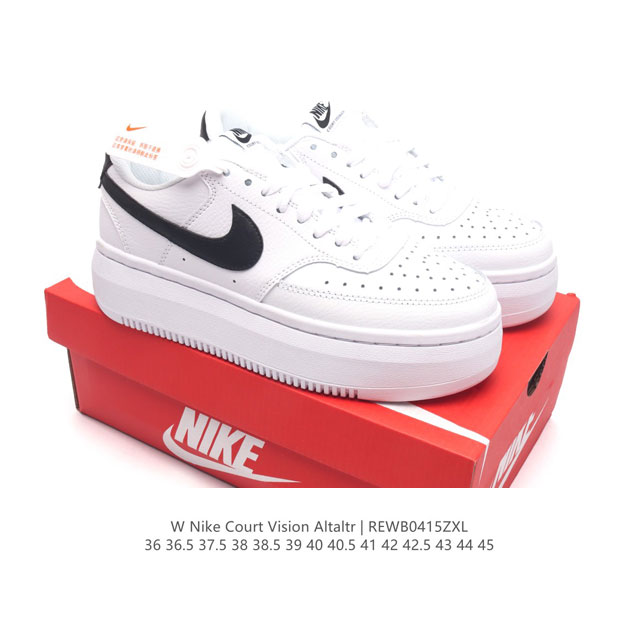 Nike耐克新款nike Court Vision Alta Ltr 厚底增高运动休闲板鞋。时尚设计，巧妙融合皮革材质搭配加高鞋底。出众篮球鞋外观搭配柔软鞋舌，