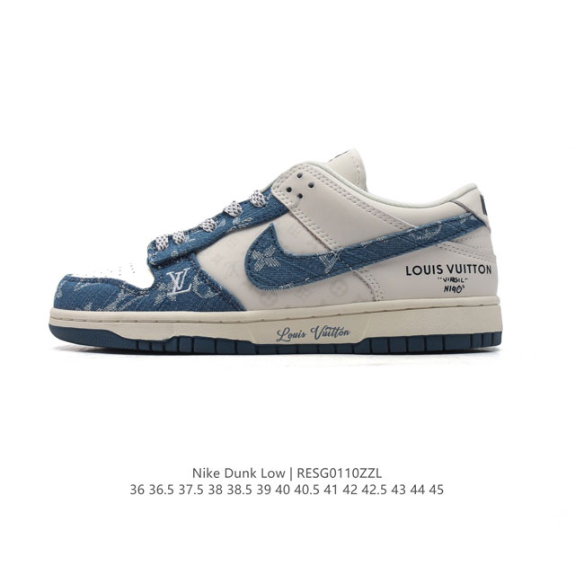 真标 耐克 Nike Dunk Low Retro 运动鞋 2025新款 路易威登联名 经典复古板鞋。作为 80 年代经典篮球鞋款，起初专为硬木球场打造，后来成