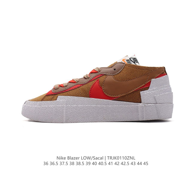 公司级 Nike 耐克 联名日式解构美学品牌sacai X Nike Blazer Low 重叠设计前卫开拓者低帮百搭运动板鞋 Sacai X Nike 全新双