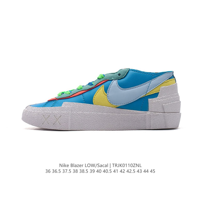 公司级 Nike 耐克 联名日式解构美学品牌sacai X Nike Blazer Low 重叠设计前卫开拓者低帮百搭运动板鞋 Sacai X Nike 全新双