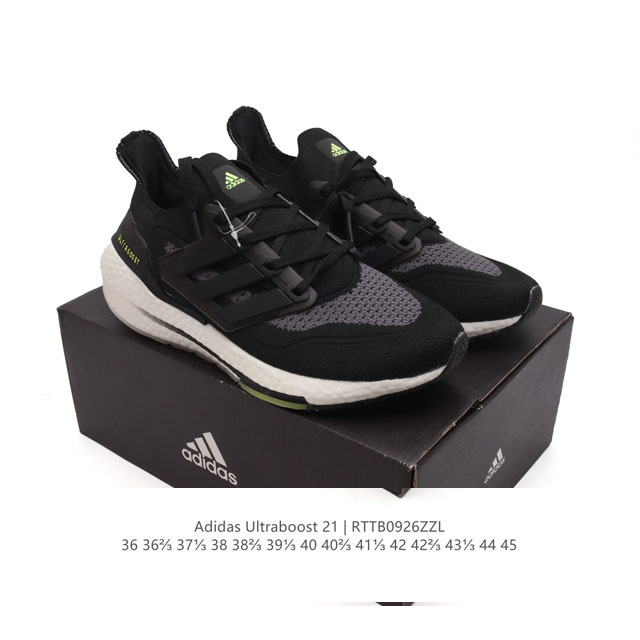 阿迪达斯 爆米花 男女鞋 Adidas Ultraboost 21低帮畅跑缓震回弹跑步运动鞋，Ultraboost 21以全新的外观示人。此次采用全新编制纹理的