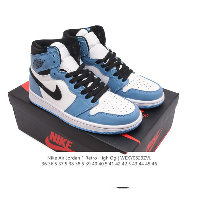 头层皮 耐克 男女鞋 Nike Air Jordan 1 Retro High Og 乔丹一代Aj1 乔1 Aj1 篮球鞋复刻运动鞋。皮面高帮板鞋的设计灵感源自