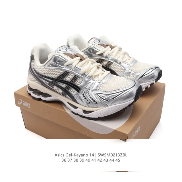 公司级 亚瑟士 Asics Gel-Kayano 14 公司级版本运动休闲透气专业缓震慢跑鞋。采用工程弹性双层再生网格密度鞋面材质，后跟3D可视Gel缓震乳胶物