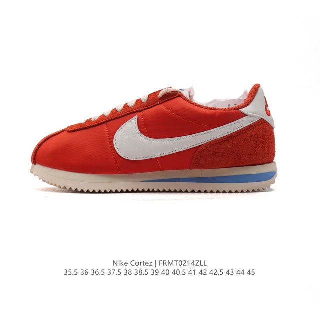 Nike Classic Cortez Nylon 耐克阿甘鞋男女子运动鞋。秉承元年款经典风格，糅合防水鞋面设计，令双足保持干爽舒适。防水锦纶鞋面强势抵御风雨侵