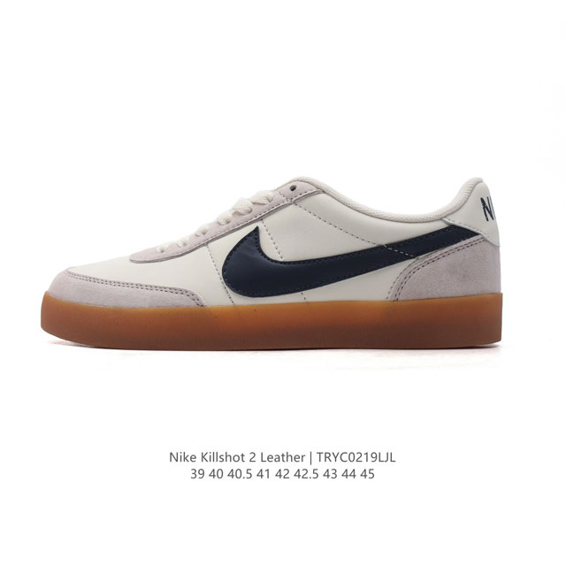 耐克板鞋 生胶米白 复古板鞋J.Crew X Nike 联名 Killshot Ii Leather 男女休闲复古运动鞋。采用米白色皮革制作鞋身，大号Swoos