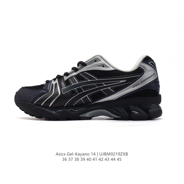 亚瑟士 Asics Gel-Kayano 14 运动休闲透气专业缓震慢跑鞋。采用工程弹性双层再生网格密度鞋面材质，后跟3D可视Gel缓震乳胶物料，升级Ff Bl