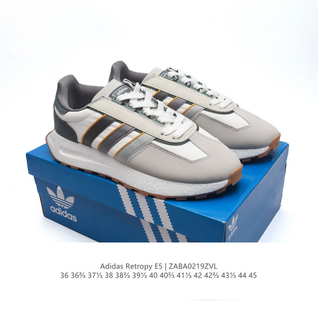 阿迪达斯 新款 三叶草 厚底 Adidas Retropy E5 新款 爆米花 低帮经典运动鞋潮厚底增高男女士慢跑鞋。以70年代经典跑步鞋为灵感，新鲜演绎复古造