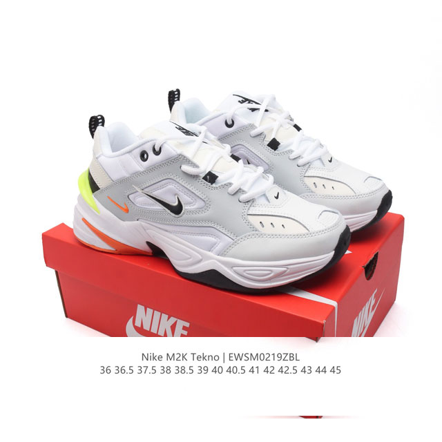 真标 耐克 Nike M2K Tekno 男女子运动鞋厚底老爹鞋经典复古休闲慢跑鞋。从 Monarch 系列汲取灵感，以太空时代细节演绎未来风范。分层鞋面借鉴自 - 点击图像关闭