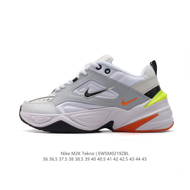 真标 耐克 Nike M2K Tekno 男女子运动鞋厚底老爹鞋经典复古休闲慢跑鞋。从 Monarch 系列汲取灵感，以太空时代细节演绎未来风范。分层鞋面借鉴自