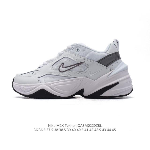 真标 耐克 Nike M2K Tekno 男女子运动鞋厚底老爹鞋经典复古休闲慢跑鞋。从 Monarch 系列汲取灵感，以太空时代细节演绎未来风范。分层鞋面借鉴自