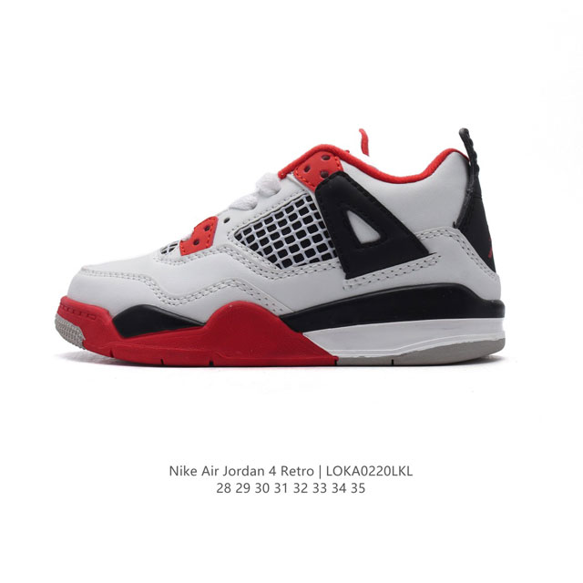 童鞋 耐克 Nike Air Jordan 4 Retro Og迈克尔 乔丹Aj4代乔4 中帮儿童复古休闲运动文化篮球鞋。秉承轻量化的速度型篮球鞋设计思想完成设