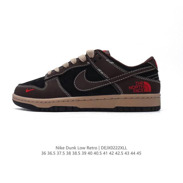 公司级 耐克 Nike Dunk Low Retro 运动鞋复古板鞋 北面北脸联名，作为 80 年代经典篮球鞋款，起初专为硬木球场打造，后来成为席卷街头的时尚标