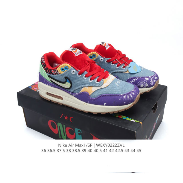 公司级 耐克 Concepts X Nike Air Max 1 Sp Mellow 复古 腰果花 低帮 气垫 休闲跑步鞋 男女子同款运动鞋，气垫百搭跑步鞋。融