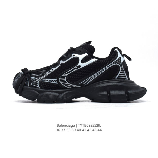 公司级 巴黎世家 Balenciaga 3Xl Sneakers 巴黎世家 十代网布系带低帮走秀复古老爹运动鞋 透气网面材料和聚氨酯 磨损效果 鞋头边缘和后帮