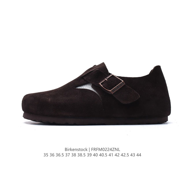 公司级 Birkenstock Boston Vl 勃肯男女鞋 秋冬新款 绒面金属针扣软木底包头运动板鞋 天鹅绒般的绒面革赋子休闲的经典外观，牛皮绒面革质地柔软