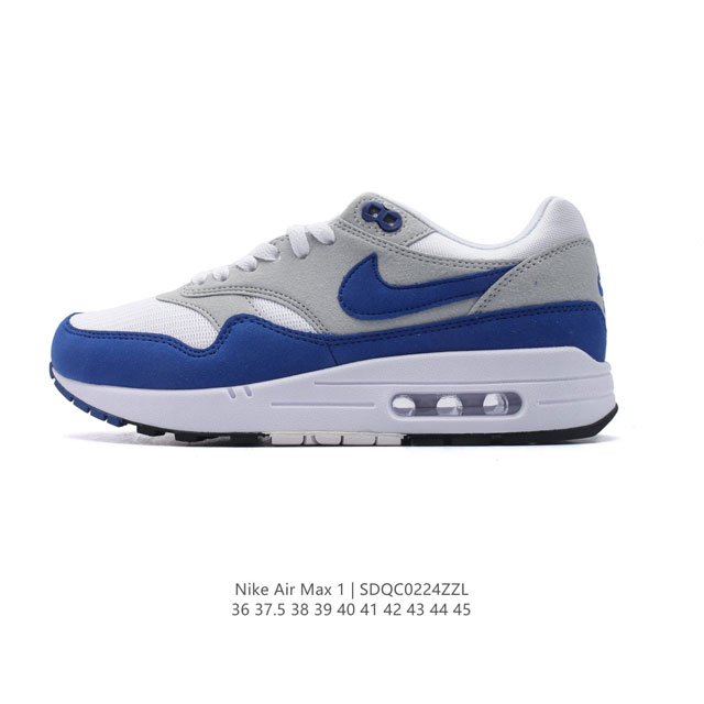 真标 耐克 Nike Air Max 1 男女子运动鞋 从法国建筑中汲取设计灵感，兼具运动风范和时尚格调，是此系列起初搭载 Air 的鞋款。疾速外观、经典缓震配