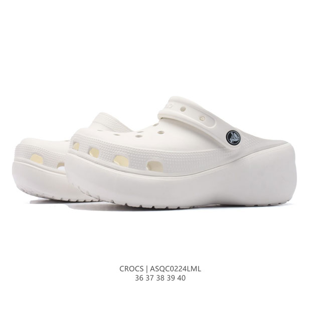 Crocs 沙滩洞洞鞋 女休闲厚底增高凉拖鞋 卡骆驰杨幂同款 厚底增高凸显大长腿沙滩鞋 选择尺码时 建议选大一码 脚感更舒适 这款没有鞋盒 类型：女鞋 尺码：3 - 点击图像关闭