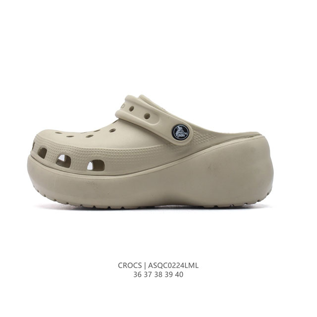 Crocs 沙滩洞洞鞋 女休闲厚底增高凉拖鞋 卡骆驰杨幂同款 厚底增高凸显大长腿沙滩鞋 选择尺码时 建议选大一码 脚感更舒适 这款没有鞋盒 类型：女鞋 尺码：3