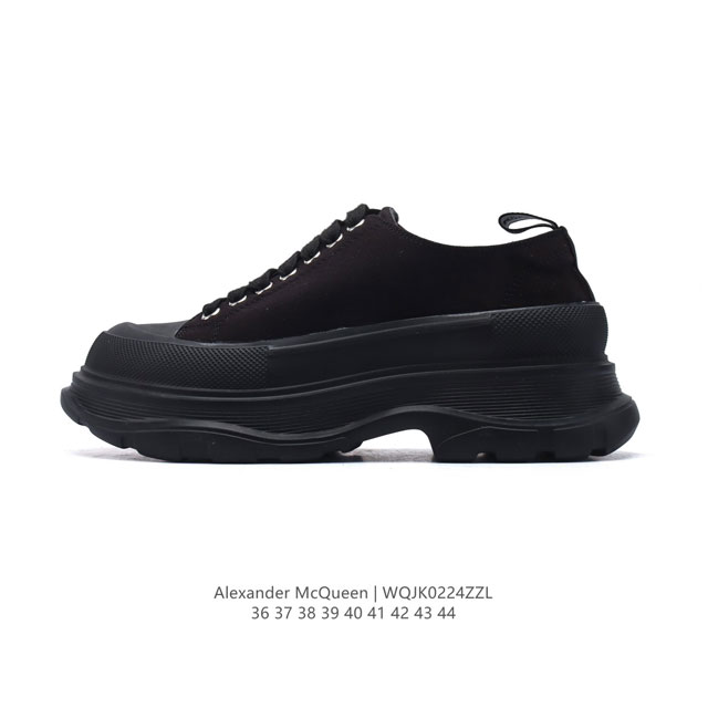 意大利高奢品牌-亚历山大 麦昆 Alexander Mcqueen Sole Sneakers 低帮时装厚底显高百搭休闲松糕鞋 男女式小白鞋 厚底增高帆布运动鞋 - 点击图像关闭